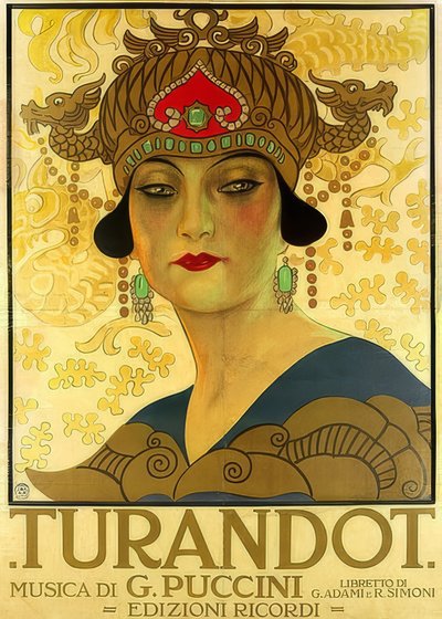 Plakat til operaen Turandot i Teatro alla Scala. 1926 af Unknown