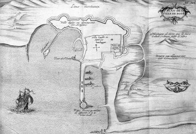 Plan over Rhodos (Rodos) - i "" Voyage de levant lavet på kommando af kongen i år 1621", redigeret i 1629 (under Ludvig XIII Le Justes regeringstid) af Unknown artist