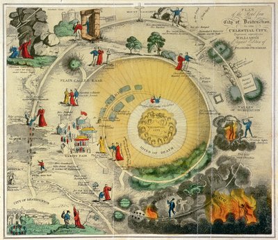 "Plan for vejen fra ødelæggelsens by til den himmelske by, indgraveret udtrykkeligt til Williams