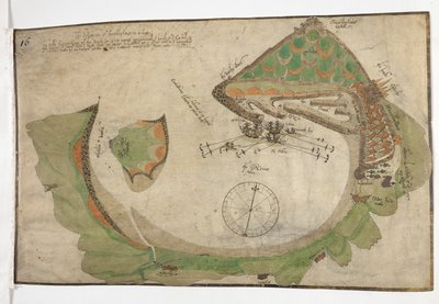 Plan over byen og havnen i San Sebastian, tegnet af Richard Poulter, juni 1585 af Unknown artist
