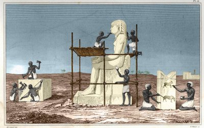 Tallerken baseret på værket af Rosellini (Rossellini), italiensk rejsende, der ledsagede Jean Francois (Jean-Francois) Champollion til Egypten. Gravering fra bogen Atlas of Rollin