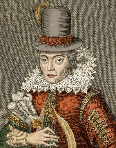 Pocahontas - Portræt af Pocahontas (1595-1617) (eller Mataoka eller Amonute, derefter Rebecca Rolfe), indiansk prinsesse. af Unknown artist