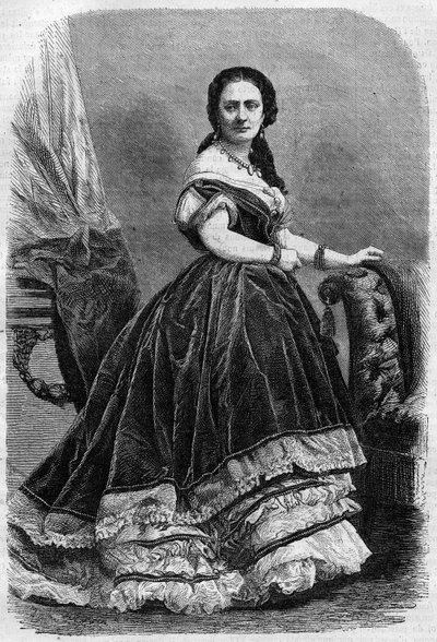 Portræt Maria Wyse Bonaparte dit Madame Urbain Ratazzi (1833-1902). Indgravering i "The Illustrous Universe" af Unknown artist