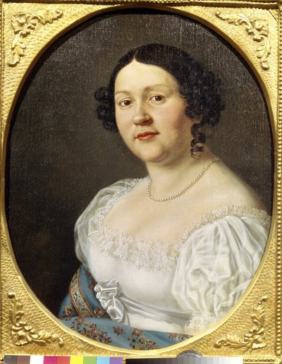 Portræt af operasangeren Sophia Vasilyevna Samoylova (Samoylova Chernikova) (1860-1936) (Portræt af operasangeren Sophia Vasilyevna Samoylova). Anonymt maleri, olie på lærred, slutningen af ​​1800-tallet. Russisk kunst, romantik. Statens Teatermuseum a af Unknown artist