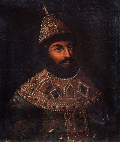 Portræt af zaren Alexis I Mikhailovich af Rusland (1629-1676) (Portræt af zaren Alexis I Mikhailovich af Rusland). Anonymt maleri. Olie på lærred, 54 x 45,5 cm, anden halvdel af 1600-tallet. Statens centrale artillerimuseum, Sankt Petersborg. af Unknown artist