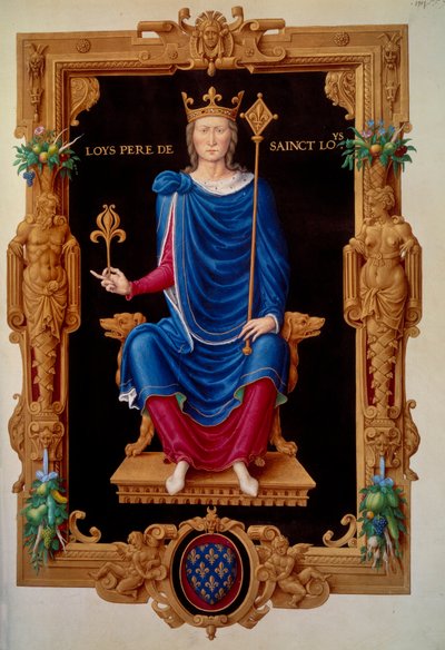 Portræt i foden af kongen af Frankrig Louis VIII løven (1187 - 1226) fader til Saint Louis. Miniature i "" Recueil des rois de france"" af Jean Tillet af Unknown artist