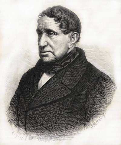 Portræt af Achille Léonce Victor Charles de Broglie (1785 - 1870), hertug af Broglie. Indgravering af det 19. århundrede. af Unknown artist