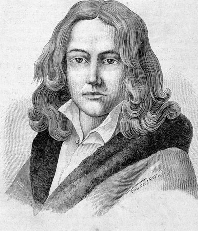 Portræt af Adelbert von Chamisso er en tysk digter og botaniker af fransk nationalitet (1781 - 1838) - i "" Les Contemporains"", n.d. slutningen af det 19. århundrede. af Unknown artist