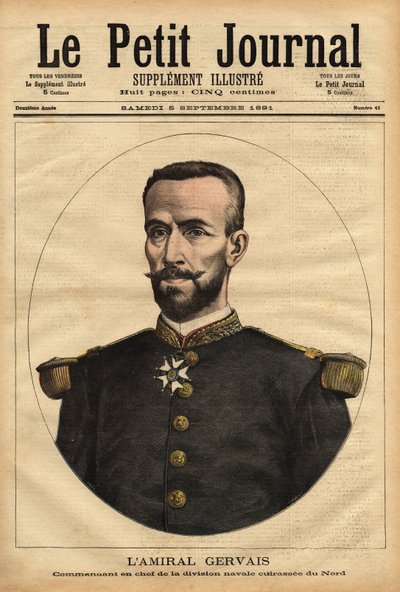 Portræt af admiral Gervais (1837-1921), øverstkommanderende for Nordens flådedivision. Indgravering i "" Le petit journal"" 5/09/1891. Selvas samling. af Unknown artist