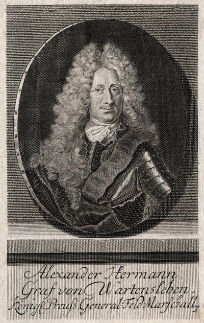 Portræt af Alexander Hermann Graf von Wartensleben (1650-1734) officer i hærene i forskellige tyske stater - gravering af Unknown artist