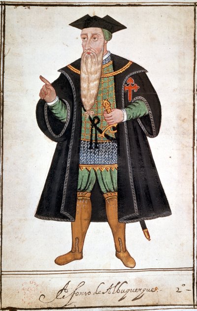 Portræt af Alphonse (Alfonso eller Afonso) af Albuquerque (1453 - 1515). Manuskript af Pedro Varretto de Resenda. 16. århundrede. af Unknown artist