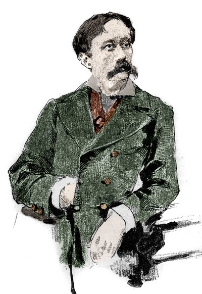 Portræt af Arrigo (eller Enrico) Boito (1842-1918), italiensk librettist, forfatter til librettoen til "Otello" (Othello) af Giuseppe Verdi. Gravering i "" Le monde illustrious"" af Unknown artist