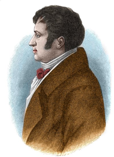 Portræt af August Whilhelm von Schlegel (1767-1845), tysk filosof, kritiker, orientalist og oversætter og teoretiker af den romantiske bevægelse. af Unknown artist