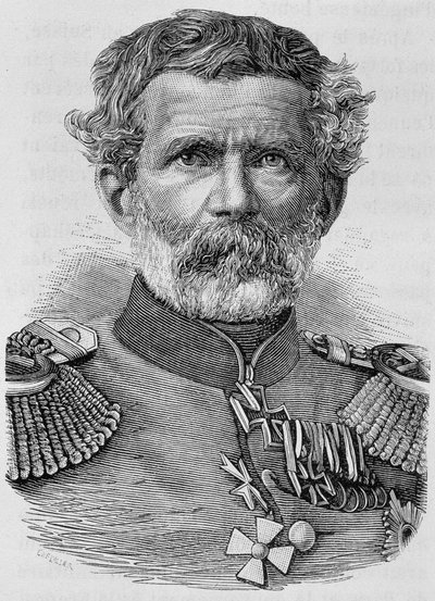 Portræt af baron von Manteuffel. Indgravering af slutningen af det 19. århundrede i "Histoire de France"" af H. Martin. af Unknown artist