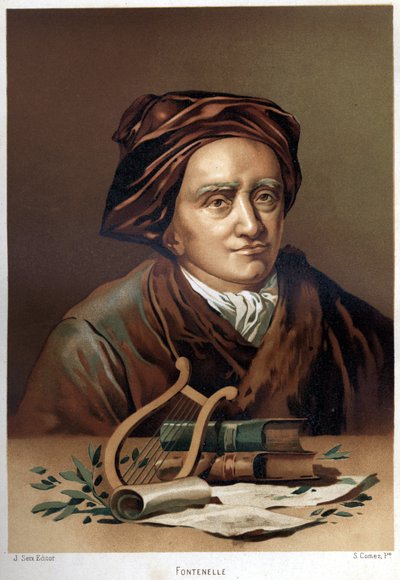 Portræt af Bernard Le Bouyer (The Bovier) af Fontenelle (1657-1757). Kromolitografi i slutningen af ​​det 19. århundrede. baseret på "Science and its Men"" af Louis Figuier. Barcelona 1881 af Unknown artist