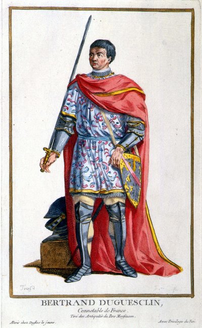 Portræt af Bertrand Duguesclin. 1800-tals gravering. af Unknown artist