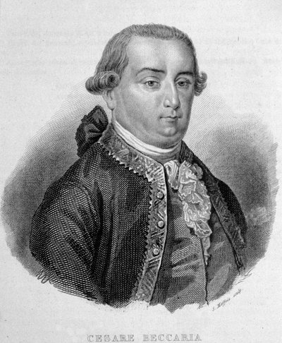Portræt af Cesare Bonesana, Marquis de Beccaria (1738 - 1794), italiensk jurist. af Unknown artist