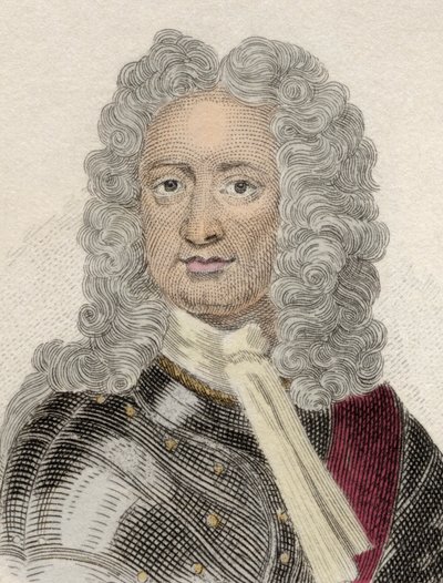 Portræt af Charles Mordaunt (ca. 1658-1735), 3. jarl af Peterborough og 1. jarl af Monmouth, engelsk diplomat og militær. Indgravering af det 19. århundrede. af Unknown artist