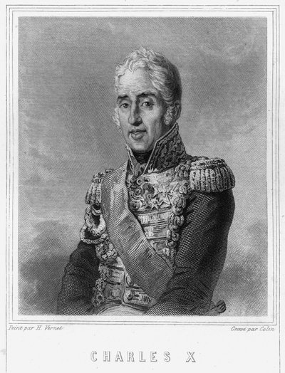 Portræt af Charles X (1757 - 1836), konge af Frankrig - i "Histoire des Français"" af Lavallée, stik, sd. af Unknown artist