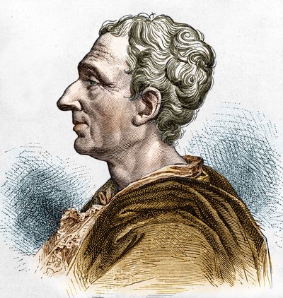 Portræt af Charles de Secondat (1689 - 1755), Baron De La Brède og Montesquieu. Indgravering af det 19. århundrede. af Unknown artist