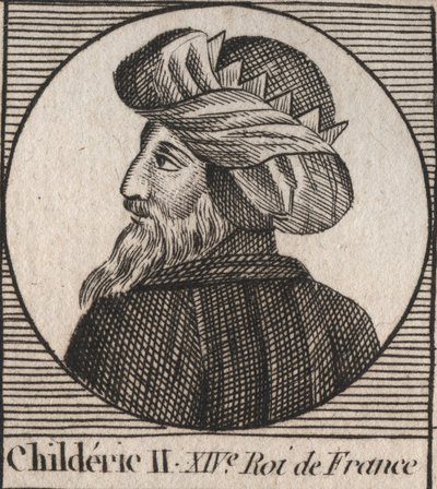 Portræt af Childeric II, frankernes konge fra 670 til 673 - CHILDERIC II 655-675 Konge merovinger af Frankrig og Austrasien - gravering fra "" Instruction sur l