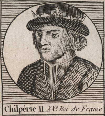 Portræt af Chilperic II (ca. 670 - 721), konge af Neustrien - CHILPERIC II konge af frankerne - gravering fra "Instruction sur l