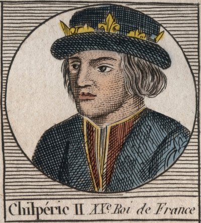 Portræt af Chilperic II (ca. 670 - 721), konge af Neustrien - CHILPERIC II konge af frankerne - gravering fra "Instruction sur l