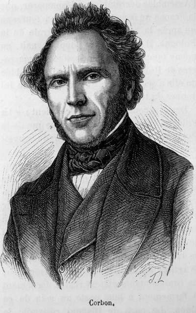 Portræt af Claude Anthime Corbon (1808 - 1891). Indgravering af slutningen af det 19. århundrede i "Histoire de France"" af H. Martin. af Unknown artist