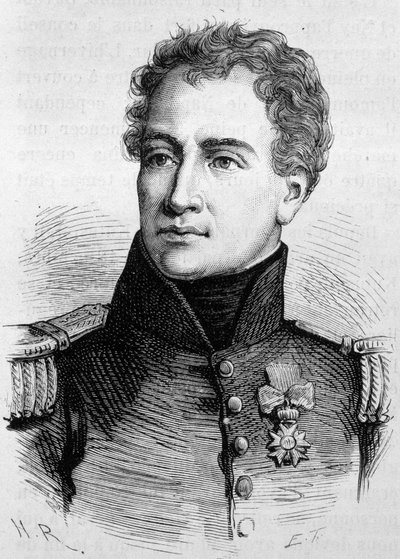 Portræt af Claude Francois de Malet (1754 - 1812). (Claude-Francois Malet) Indgravering af slutningen af det 19. århundrede i "Histoire de France"" af H. Martin. af Unknown artist