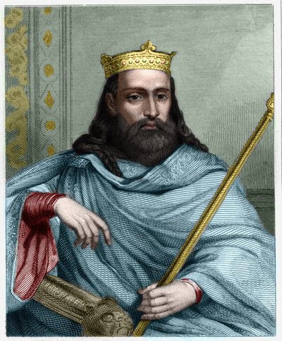 Portræt af Clotaire (Clothaire) I (497 - 561), konge af Neustrien og konge af frankerne - i "Histoire des Francais"" af Lavallee, stik, sd. af Unknown artist