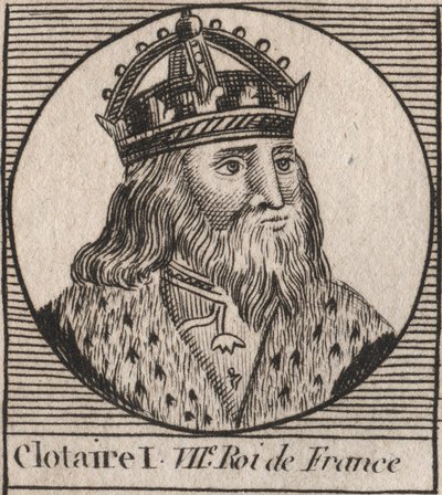 Portræt af Clothaire I (497 - 561), konge af Neustrien og konge af frankerne - Clothar I, konge af frankerne - gravering fra "Instruction sur l
