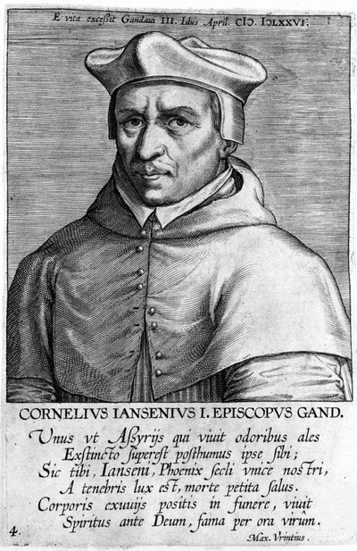 Portræt af Cornelius Jansen, dit Jansenius (1585-1638), grundlægger af jansenismen. Stik af det 17. århundrede. af Unknown artist