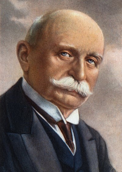 Portræt af grev von Zeppelin (1838-1917), en tysk industrialist, der helligede sig konstruktionen af stive luftskibe. af Unknown Artist