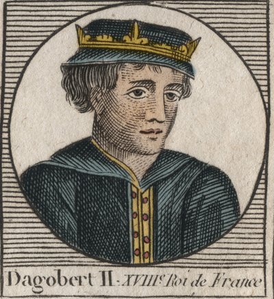 Portræt af Dagobert II, frankernes konge fra 711 til 716 - Dagobert II (676-679), konge af Austrasia - gravering fra "Instruction sur l