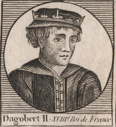 Portræt af Dagobert II, konge af francerne af 711a 716 - Dagobert II (676-679), konge af Austrasia - gravering fra "Instruction sur l