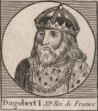 Portræt af Dagobert, frankernes konge fra 628 til 638 - Dagobert (605-39) Frankernes konge - gravering fra "Instruction sur l