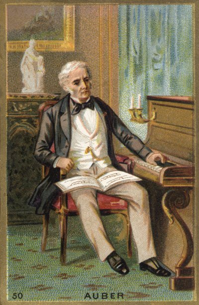 Portræt af Daniel François Esprit Auber (1782-1871), fransk komponist. Kromolitografi 1800-tallet. af Unknown artist