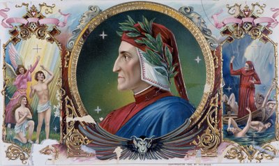 Portræt af Dante - Cigaræskeetikette, slutningen af det 19. århundrede af Unknown artist