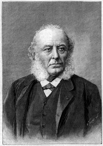 Portræt af Dr. Aristide Verneuil (1823-1895), fransk kirurg, medlem af Videnskabernes Akademi og Akademiet for Medicin. Indgravering i "" La Nature: revue des sciences et de leurs applications aux arts et a l