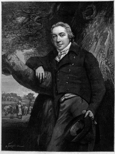 Portræt af Edward Jenner (1749-1823), engelsk læge og naturforsker, opfinder af koppevaccine. Fra en periodegravering. Indgravering i "" La Nature: revue des sciences et de leurs applications aux arts et a l