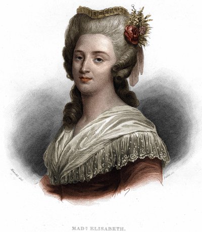 Portræt af Elisabeth Philippine Marie Hélène af Frankrig, kendt som "" Madame Elisabeth", søster til kong Louis XVI (1764-1794) af Unknown artist