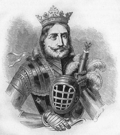 Portræt af Etienne IX UroU IV DuUan på fransk, Etienne Douchan (1308 til 1355). Konge, dengang serbernes zar. stik fra 1840. af Unknown artist
