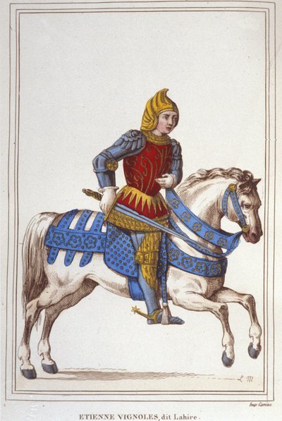 Portræt af Etienne de Vignoles eller Vignolles dit La Hire (Lahire). Fransk krigsmand 1390-1443.gravering af 1830 af Unknown artist