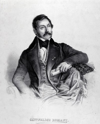 Portræt af Felice Romani, librettist, digter og italiensk kritiker (1788-1865). af Unknown artist