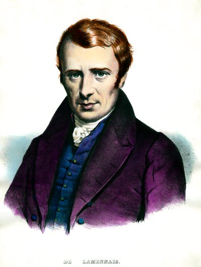 Portræt af Felicite Robert de Lamennais (1782-1854), fransk forfatter. Indgravering af privatsamlingen fra det 19. århundrede af Unknown artist