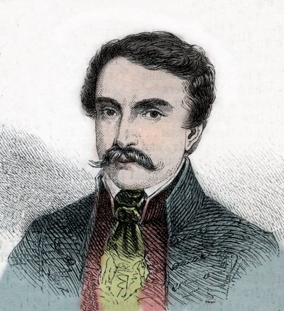 Portræt af Ferenc Deak (1803-1876), ungarsk politiker - Indgravering fra "The Illustrous World"" af Unknown artist