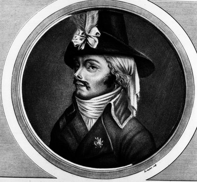 Portræt af Francois Athanase (Francois-Athanase) De Charette de la Contrie (1763 - 1796), solgt. Indgravering i "" Komplet samling af historiske malerier fra den franske revolution, i tre bind.""" 1804. af Unknown artist