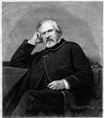 Portræt af Francois Auguste Biard (1798-1882), fransk maler. Indgravering i "" Le Monde Illustré"" nr. 1318 af 1. juli 1882. af Unknown artist