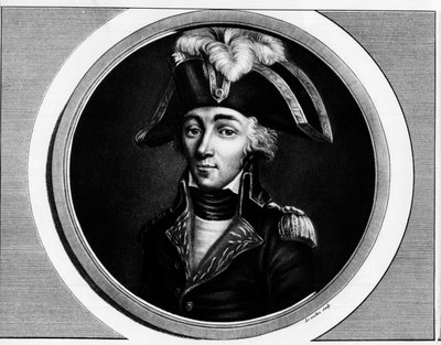 Portræt af Francois Hanriot (1761-1794), fransk revolutionær - Indgravering i ""Komplet samling af historiske malerier fra den franske revolution, i tre bind""" 1804 af Unknown artist