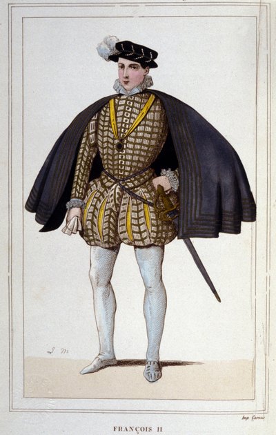 Portræt af Francois II (1544 - 1560), konge af Frankrig, gravering fra 1830 af Unknown artist